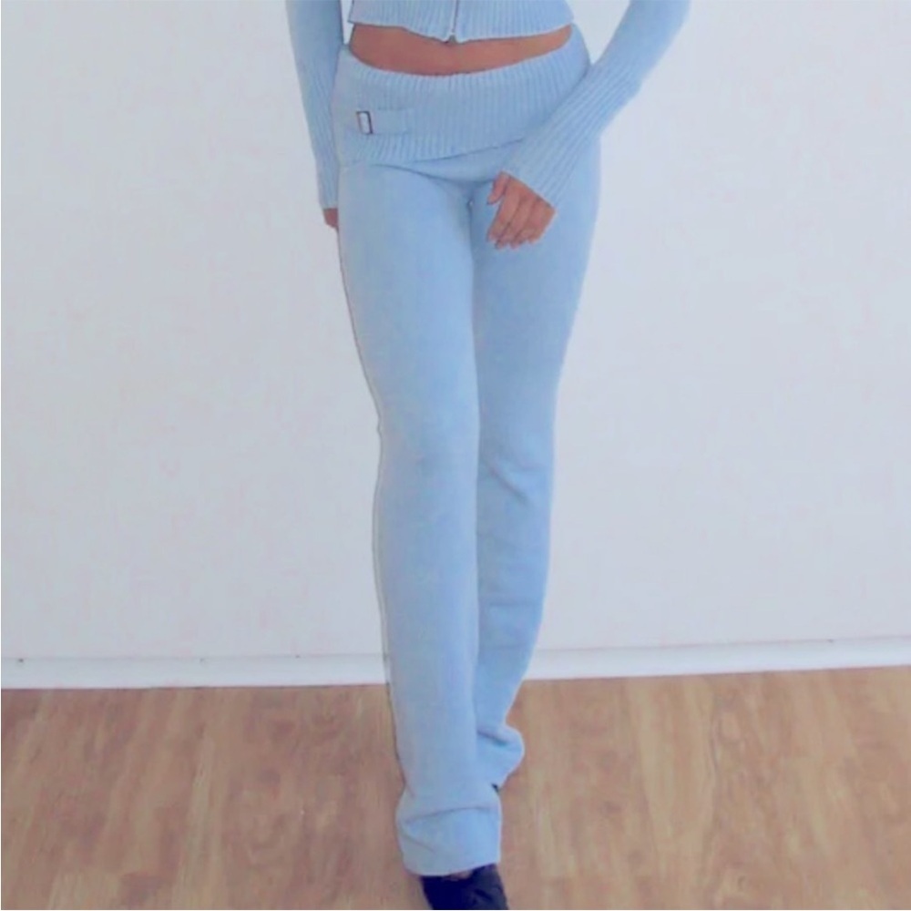 Frankie’s Bikinis Fleur Cloud Knit Low Rise Pant -
Cornflower Size Medium